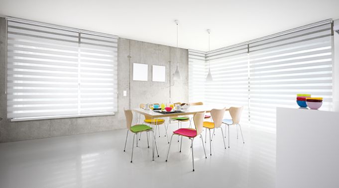 Twin Line-Jalousien in Design Esszimmer